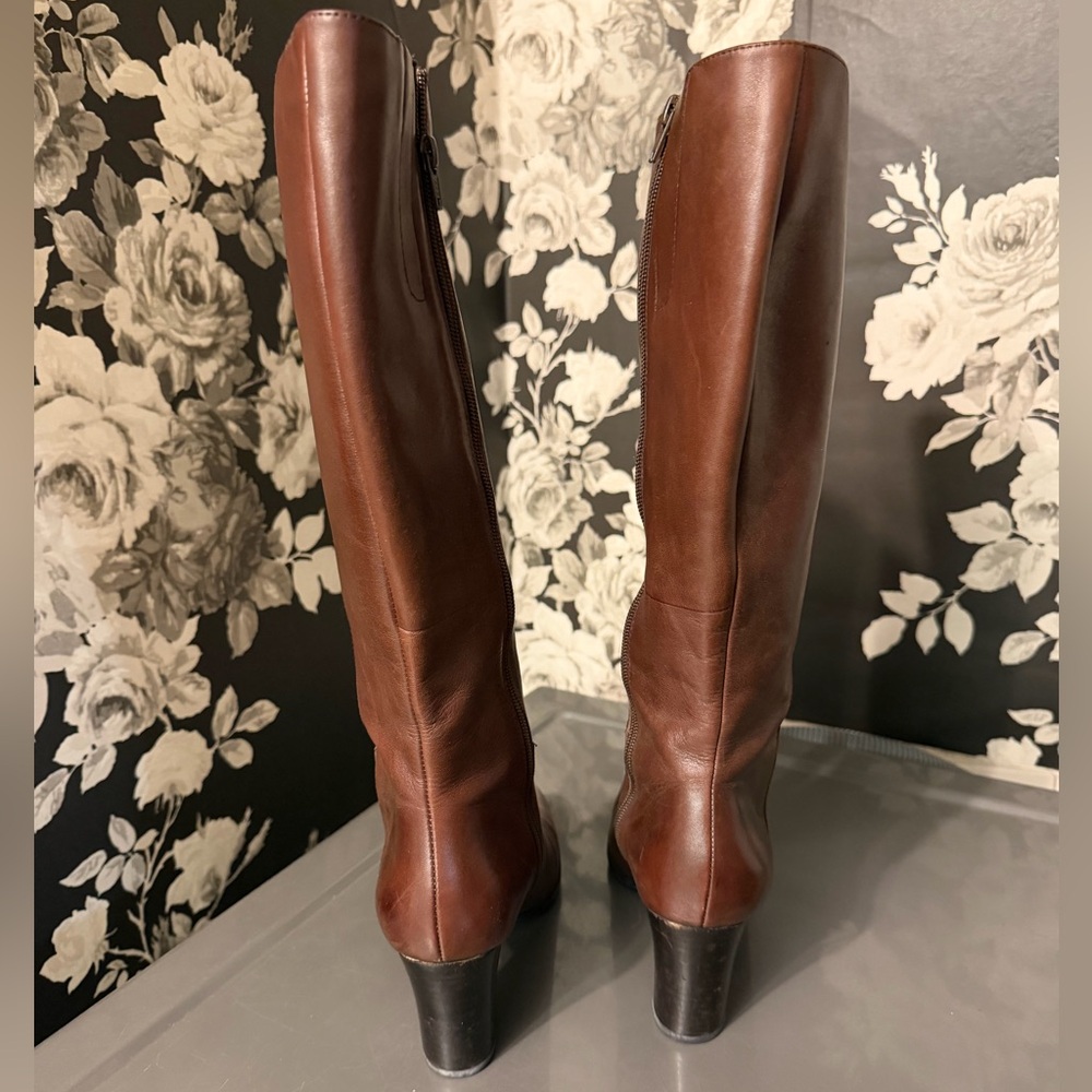 Brown Leather Knee-High Boots - Picture 3 of 4